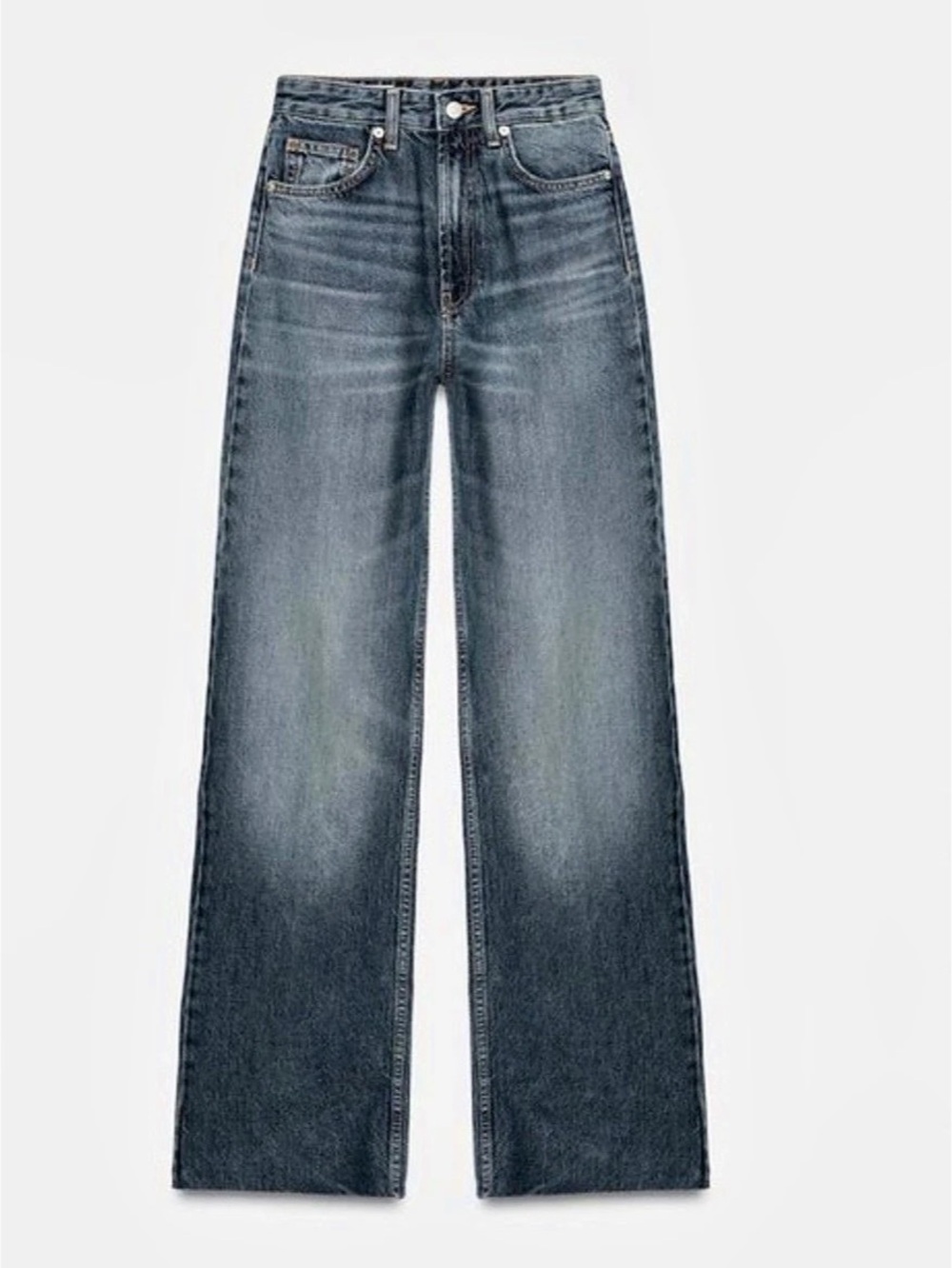 NWOT Zara High-Waisted Wide Leg Jeans Dark Blue 10